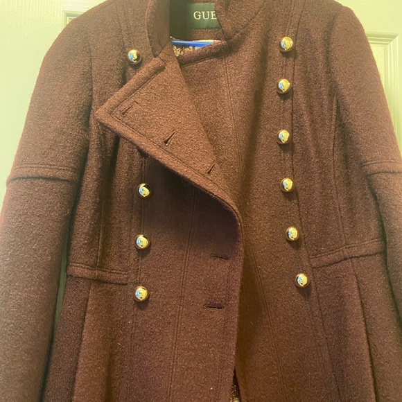 GUESS Women's Burgundy Coat - Picture 7 of 10